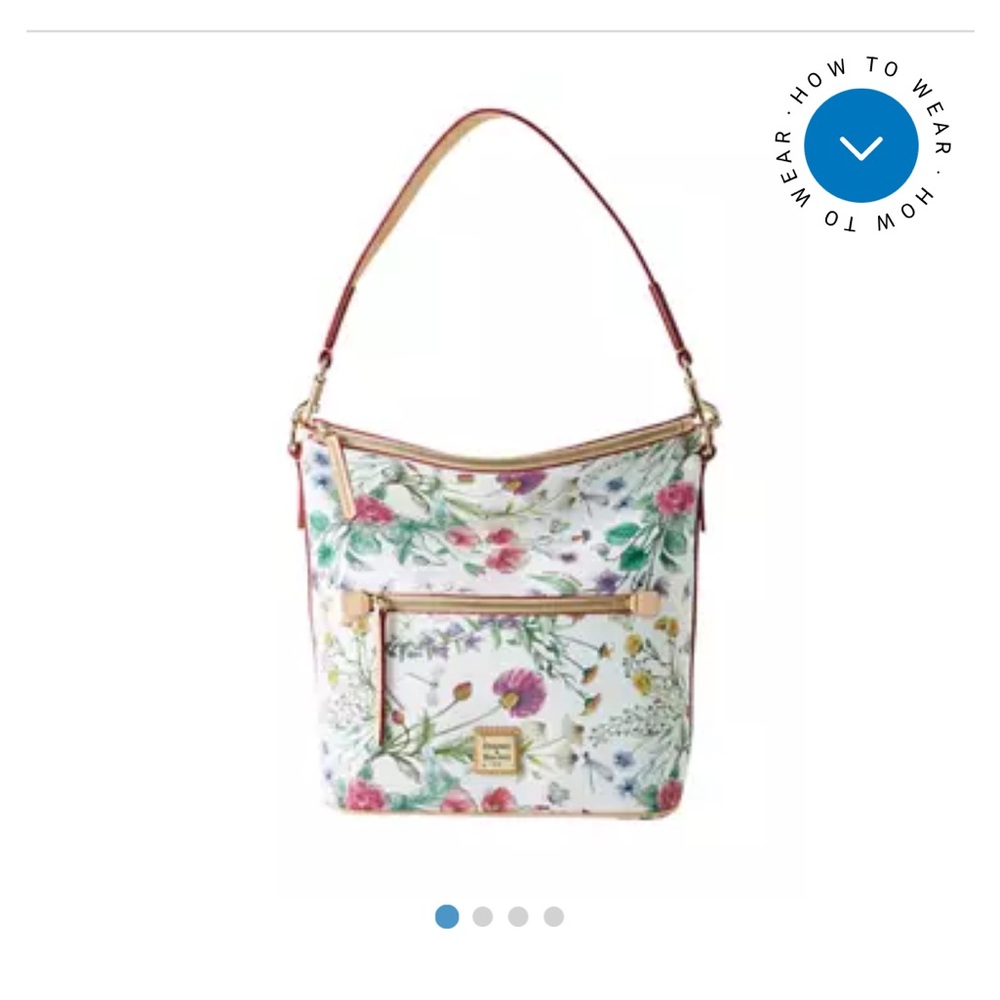 Dooney & Bourke Floral Print Shoulder Bag in White and Pink